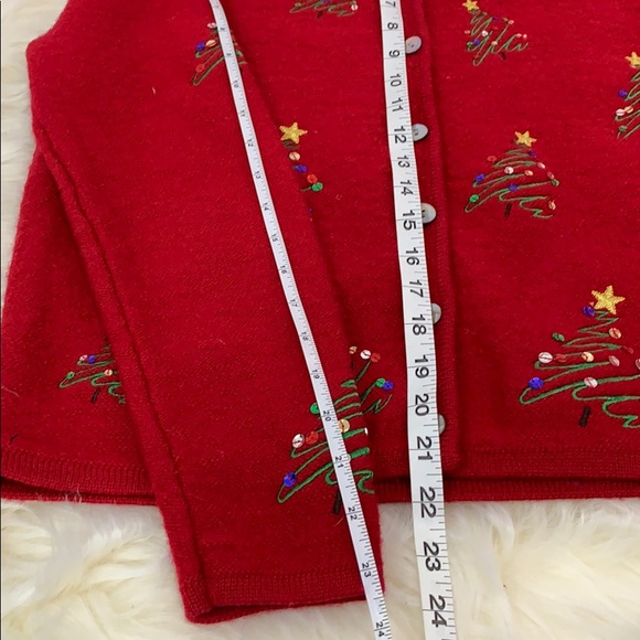Karen Scott wool Christmas Trees button cardigan - Picture 6 of 6
